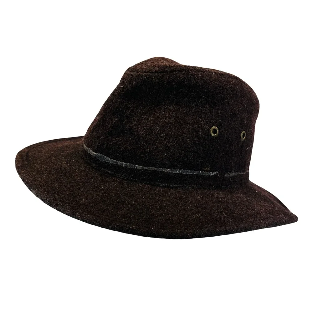 Stetson Wool Blend Fedora Safari Hat Brown‎ Felt Medium Outdoor Adventure Mens M